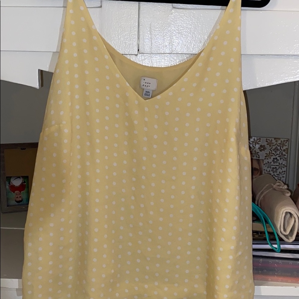 Yellow polka dot blouse